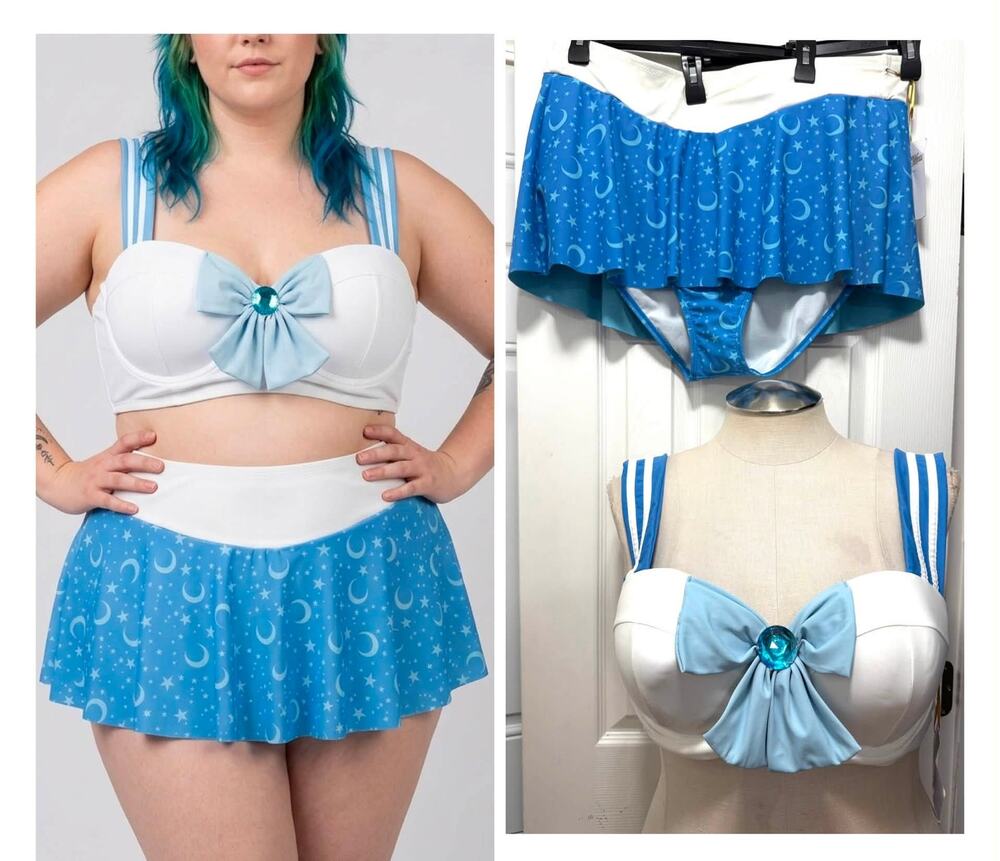 Hot Topic Plus‎ Size 2 (2X) Sailor Moon Mercury Two Piece Bikini Swimsuit New
